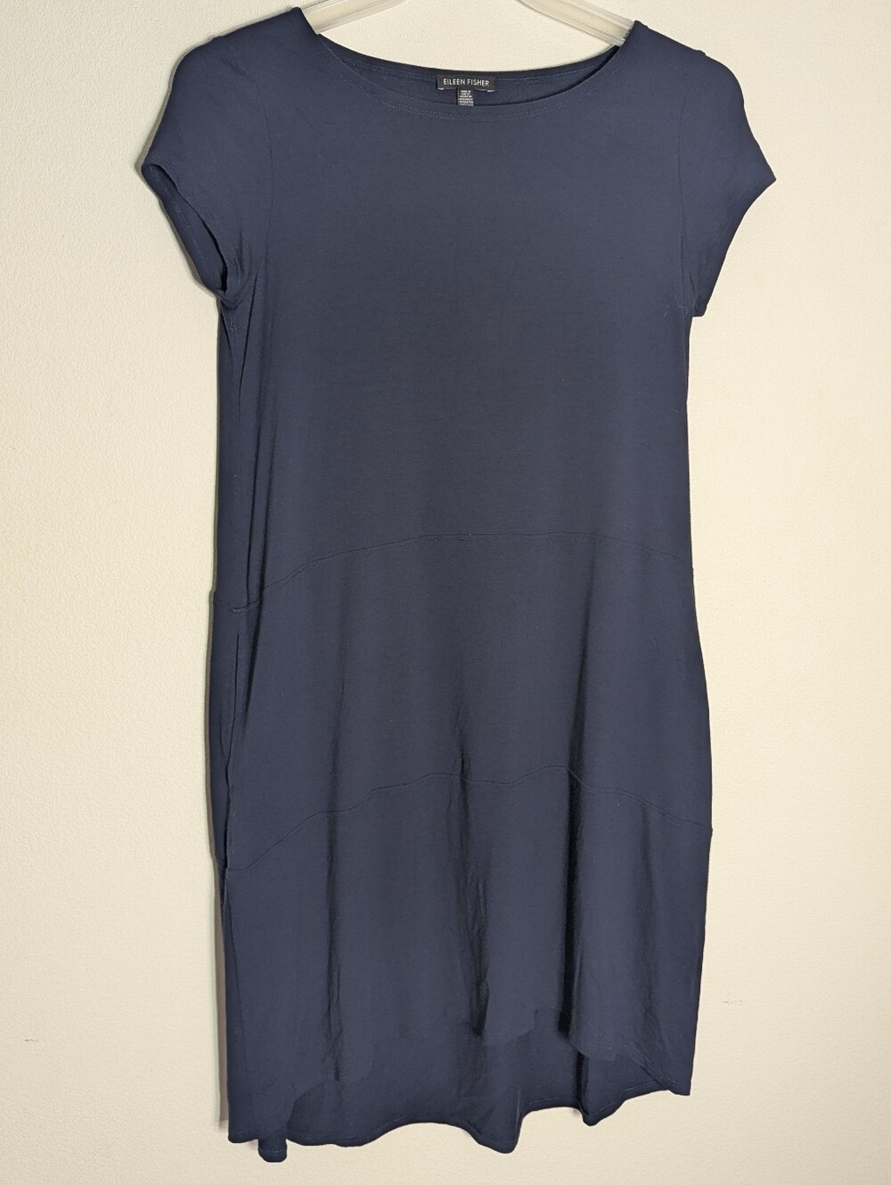 Eileen Fisher Womens Dress High Low Quiet Luxury Old Money Minimalist Navy Small